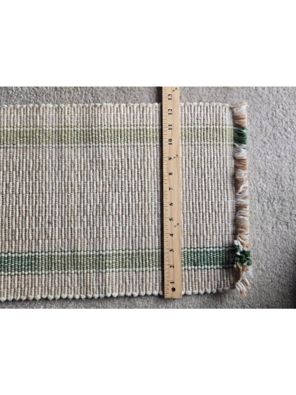 Farm Table Runner Beige Green Reversible Kitchen Farmhouse Cottage 12.5" x 36" - Picture 8 of 8